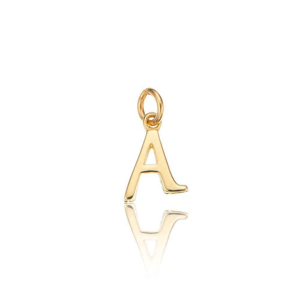 9ct Yellow Gold Curved Initial Charm Pendant - A to Z - NiaYou Jewellery