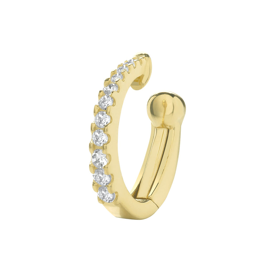 9ct Yellow Gold CZ Cartilage Single Ear Cuff - NiaYou Jewellery