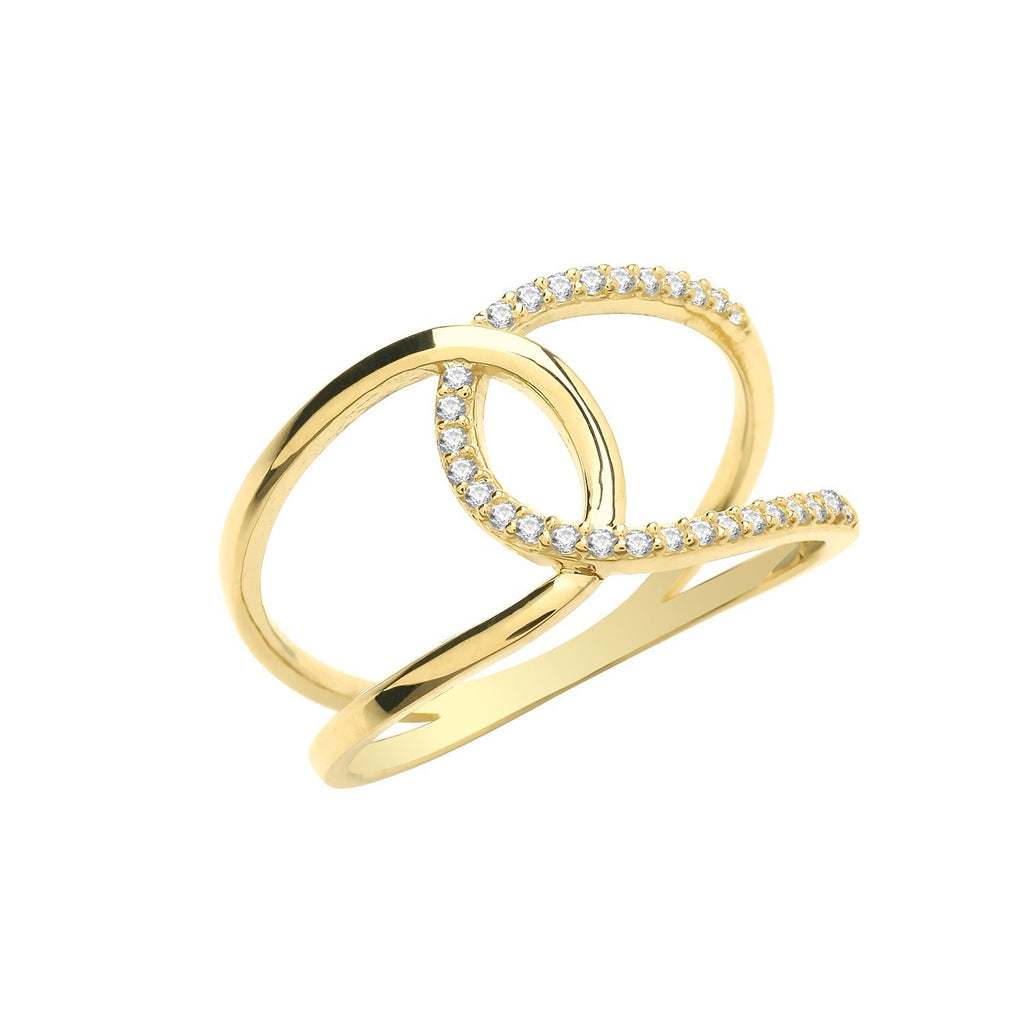 9ct Yellow Gold CZ Interlocking Knot Ring - NiaYou Jewellery