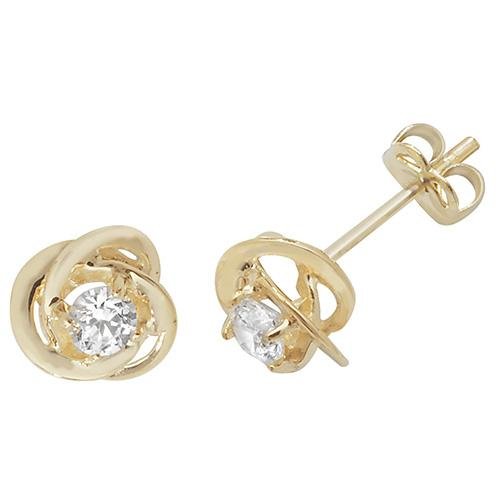 9ct Yellow Gold CZ Knot Stud Earrings - NiaYou Jewellery