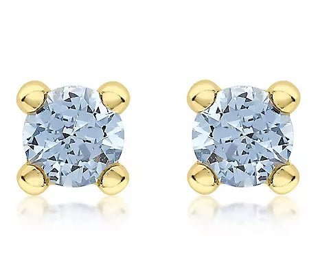 9ct Yellow Gold CZ March Birthstone Stud Earring - NiaYou Jewellery