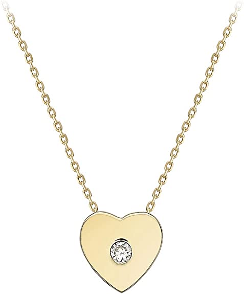 9ct Yellow Gold CZ Slider Heart Adjustable Necklace - NiaYou Jewellery