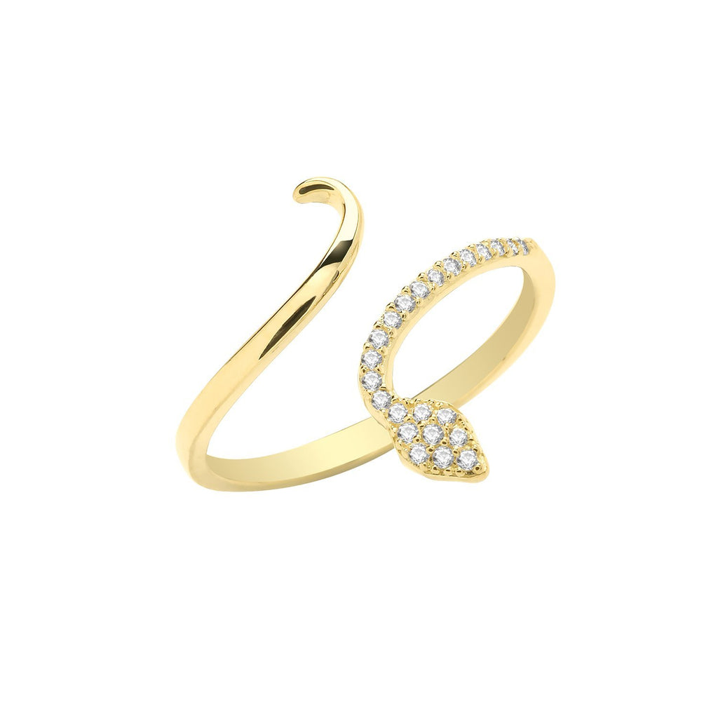 9ct Yellow Gold CZ Snake Wrap Ring - NiaYou Jewellery
