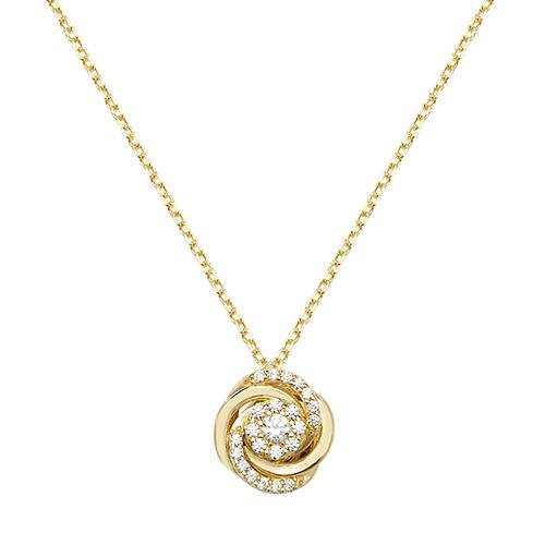 9ct Yellow Gold CZ Twisted Circle Knot pendant Necklace - NiaYou Jewellery