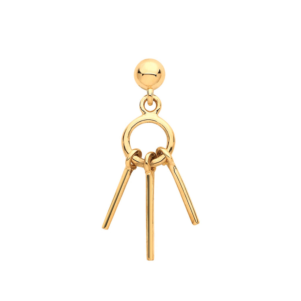 9ct Yellow Gold Dangling Cartilage Post Stud Earring - NiaYou Jewellery