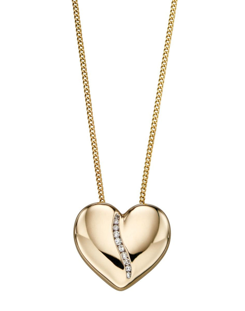 9ct Yellow Gold Diamond Channel Heart Pendant Pave' Diamond Set - NiaYou Jewellery