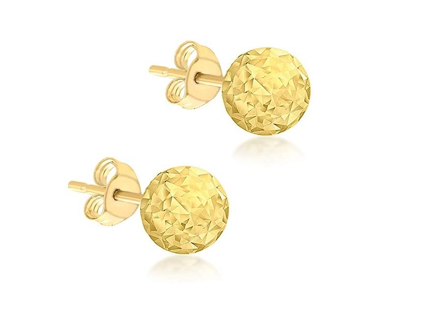 9ct Yellow Gold Diamond Cut Ball Stud Earrings - NiaYou Jewellery
