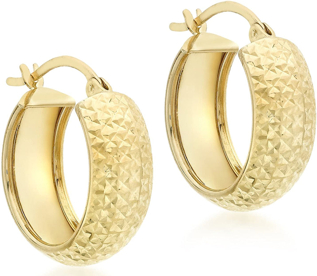 9ct Yellow Gold Diamond Cut Creole Hoop Earrings 21 MM - NiaYou Jewellery