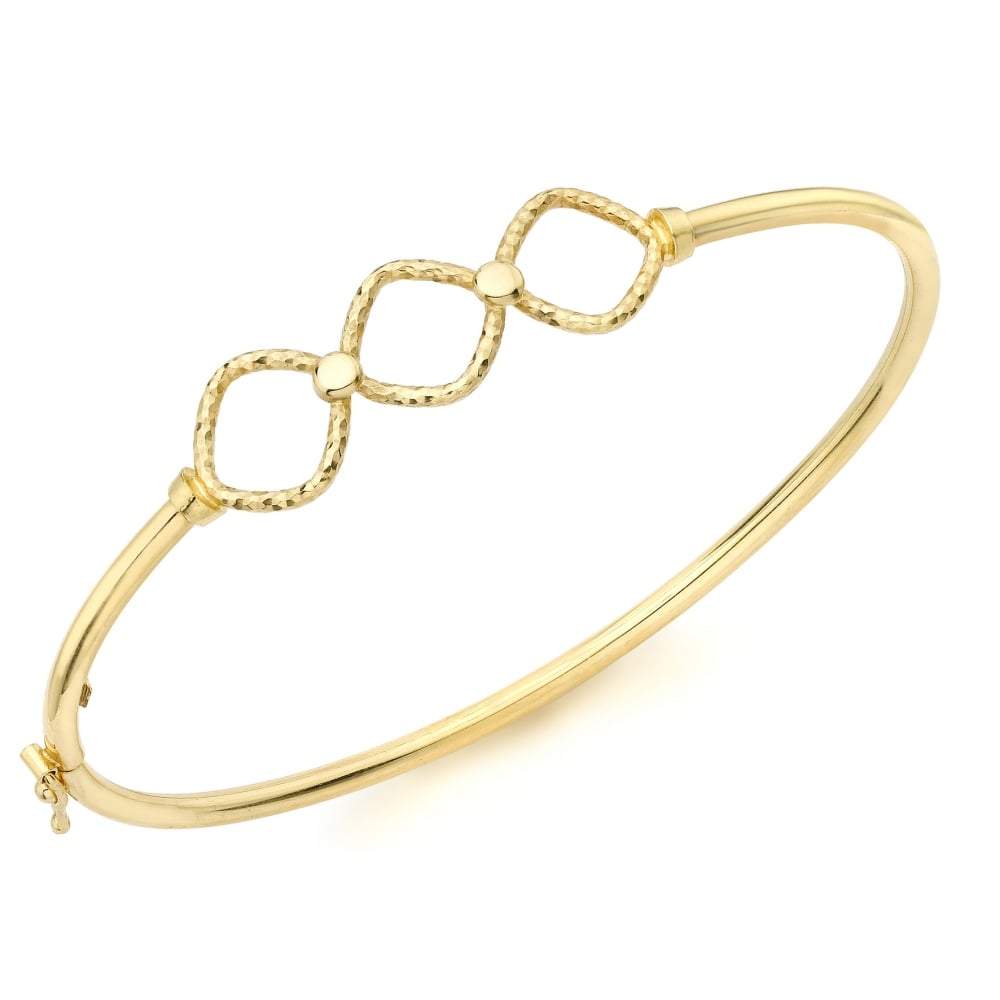 9ct Yellow Gold Diamond Cut Detail Bangle - NiaYou Jewellery