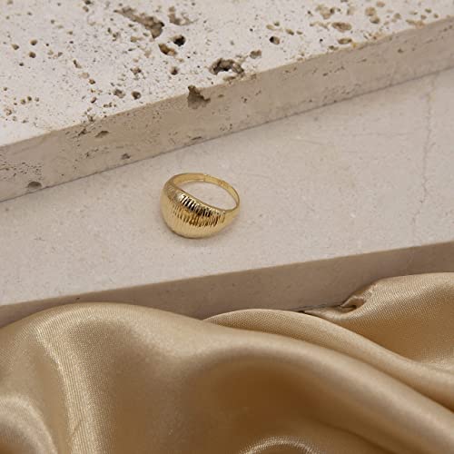 9ct Yellow Gold Diamond Cut Dome Ring - NiaYou Jewellery