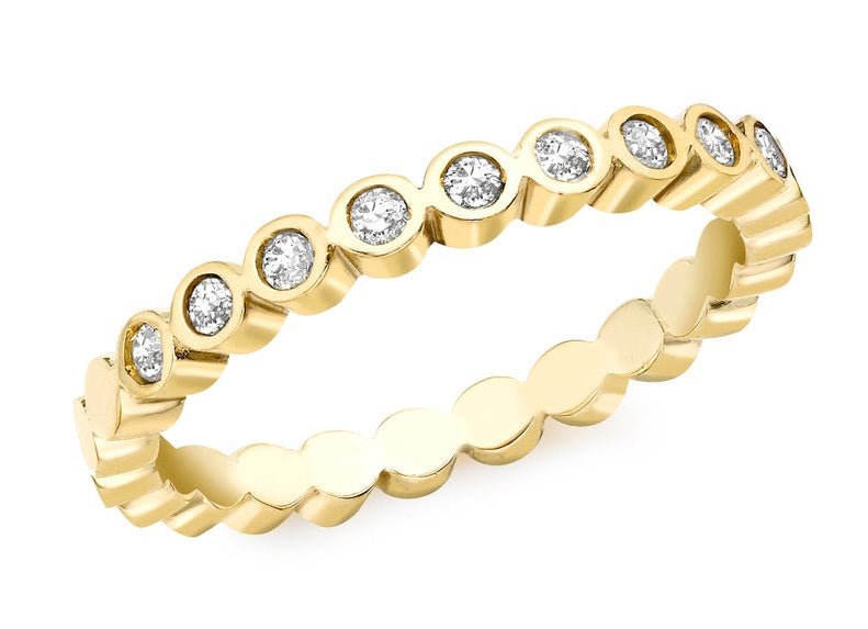 9ct Yellow Gold Diamond Half Eternity Band Ring - NiaYou Jewellery