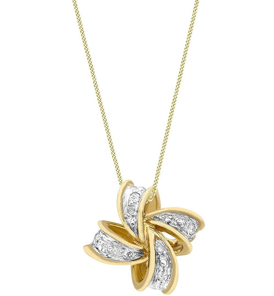 9ct Yellow Gold Diamond Knot Pendant Necklace - NiaYou Jewellery