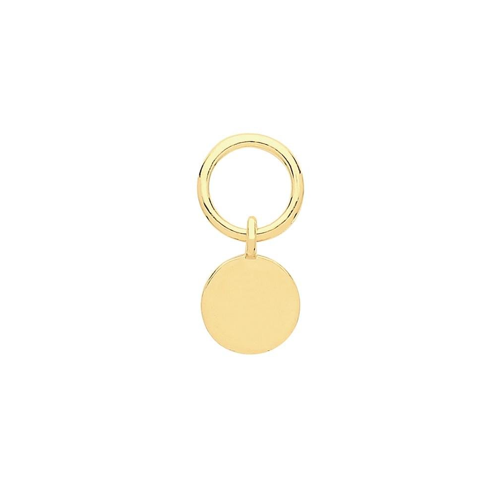 9ct Yellow Gold Disc Hoop Earring Charm - NiaYou Jewellery
