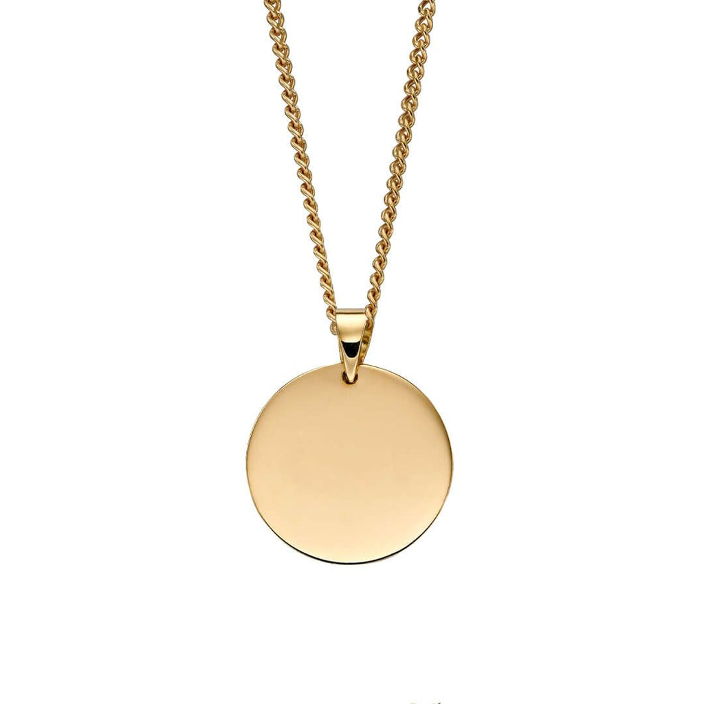 9ct Yellow Gold Disc Pendant - Free Engraving - NiaYou Jewellery