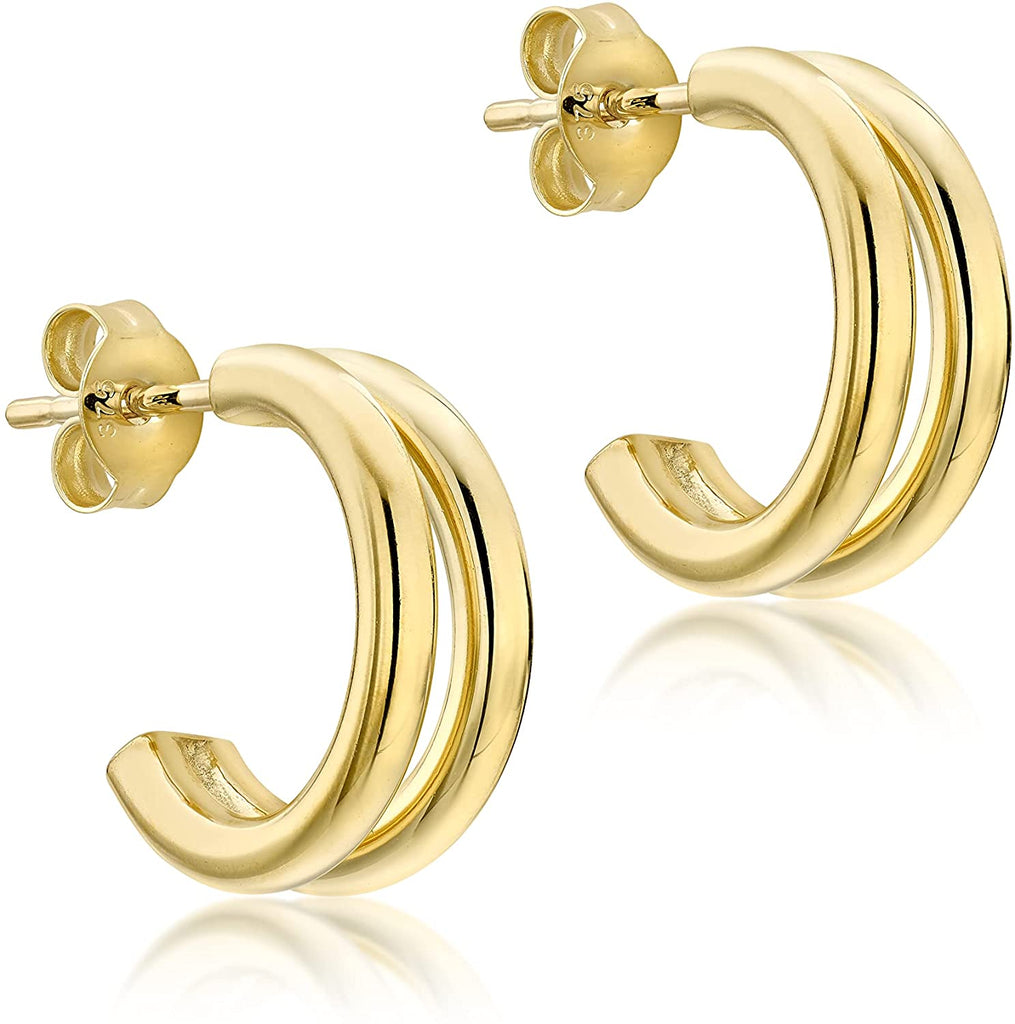 9ct Yellow Gold Double Hoop Earrings 15 mm - NiaYou Jewellery