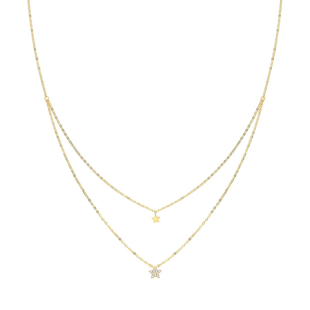 9ct Yellow Gold Double Necklace with Stars - NiaYou Jewellery