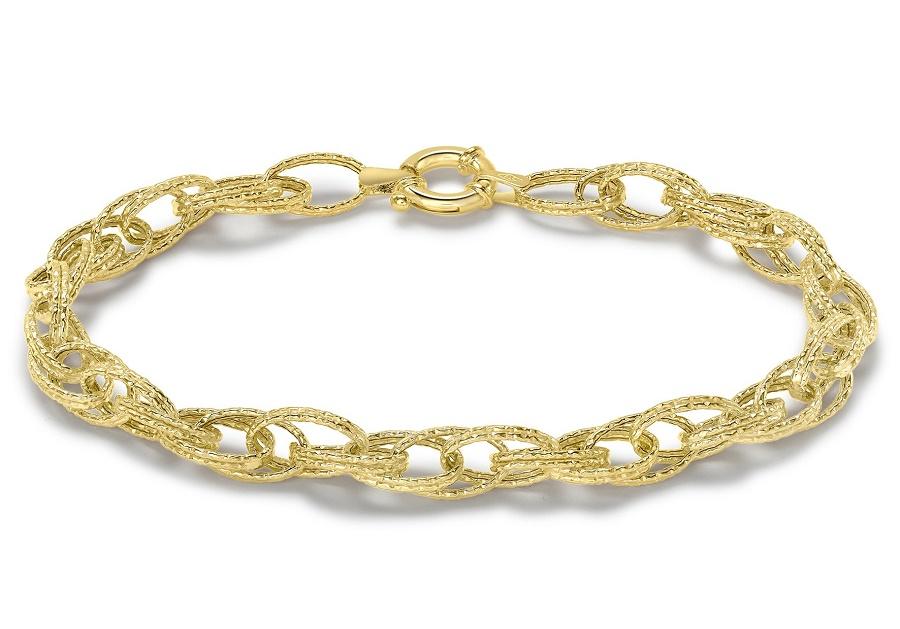 9ct Yellow Gold Double Oval Textured Link Bracelet - NiaYou Jewellery