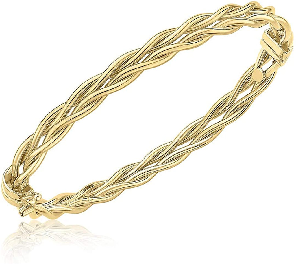 9ct Yellow Gold Double Twist Plait Ladies Bangle - NiaYou Jewellery