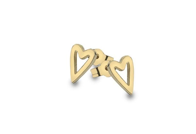 9ct Yellow Gold Elongated Heart Stud Earrings - NiaYou Jewellery