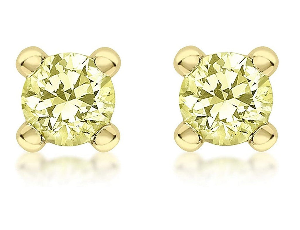 9ct Yellow Gold Emerald CZ August Birthstone Stud Earring - NiaYou Jewellery