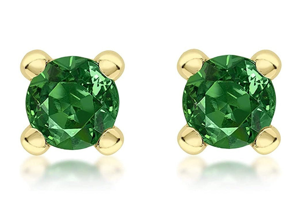 9ct Yellow Gold Emerald CZ May Birthstone Stud Earring - NiaYou Jewellery