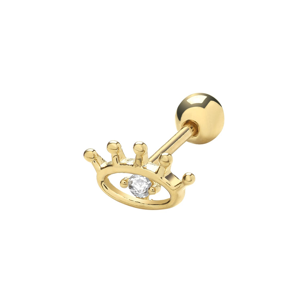 9ct Yellow Gold Evil Eye with Lashes Cartilage Post Stud Earring - NiaYou Jewellery