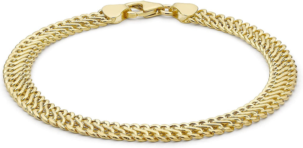 9ct Yellow Gold Fancy Double Flat Curb Bracelet - NiaYou Jewellery
