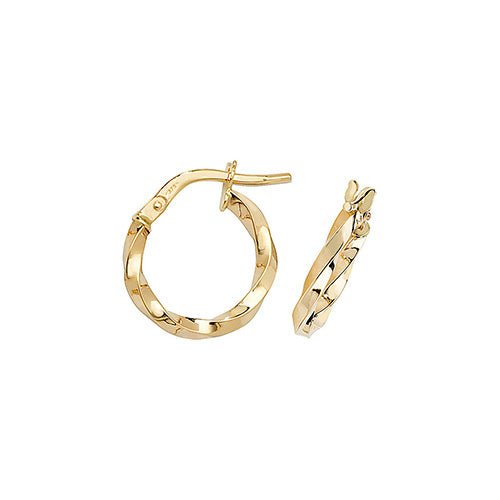 9ct Yellow Gold Fancy Twist Hoop Earrings 10 mm - NiaYou Jewellery