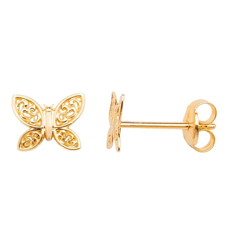 9ct Yellow Gold Filigree Butterfly Stud Earrings - NiaYou Jewellery