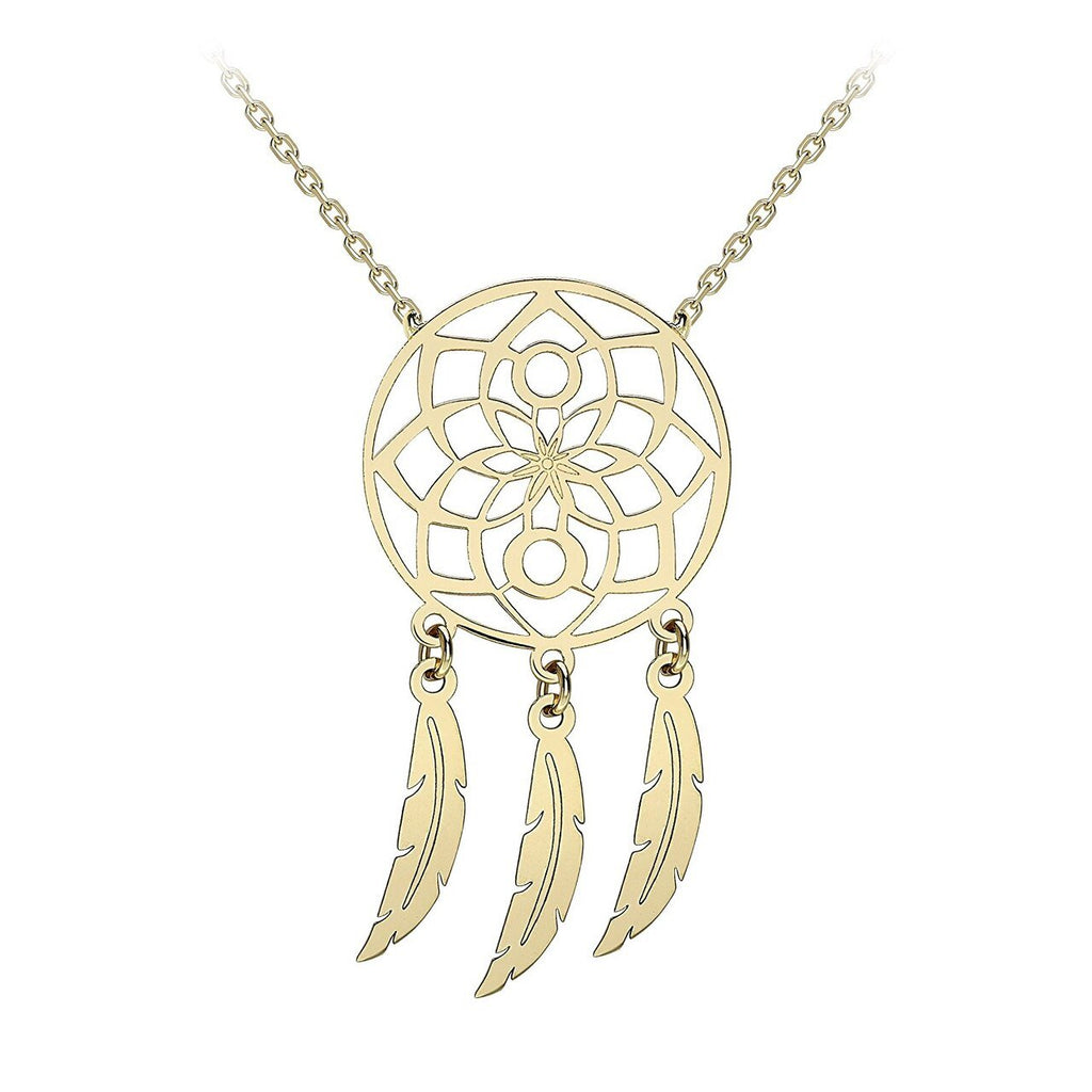9ct Yellow Gold Flower Dream Catcher Necklace - NiaYou Jewellery