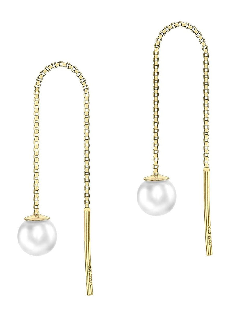9ct Yellow Gold Freshwater Pearl Pull Through Earrings - NiaYou Jewellery