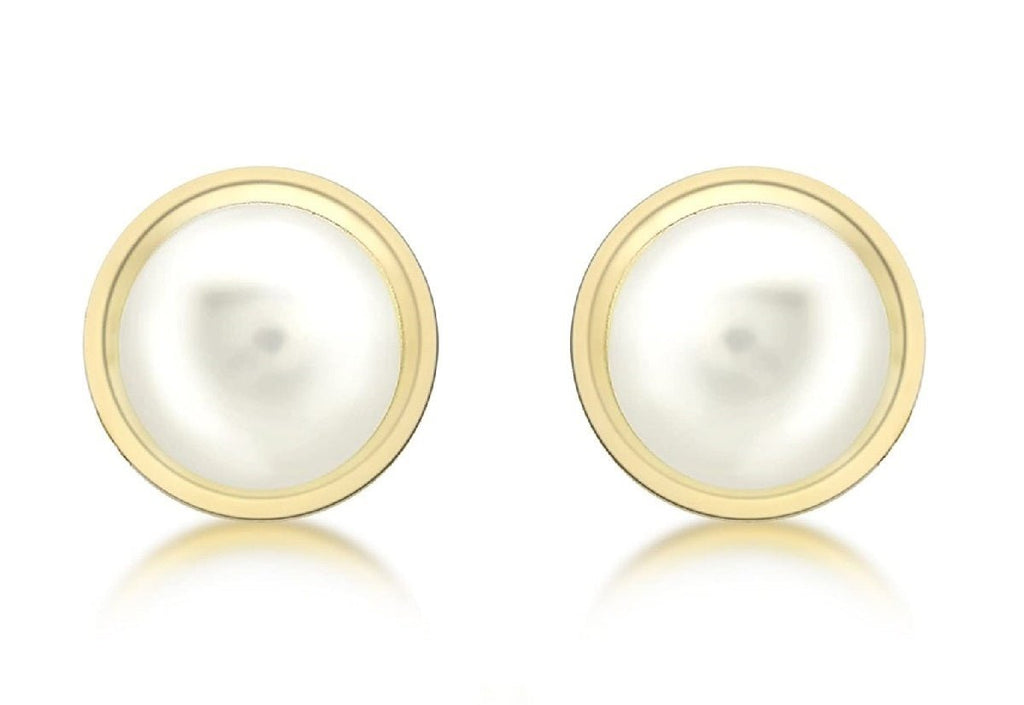 9ct Yellow Gold Freshwater Pearl Stud Earrings 8mm and 6mm - NiaYou Jewellery