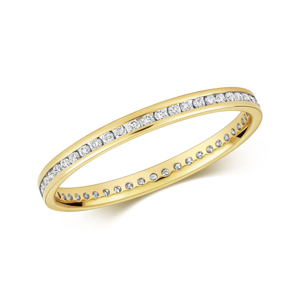 9ct Yellow Gold Full Eternity 0.27ct Diamond Band Ring - NiaYou Jewellery