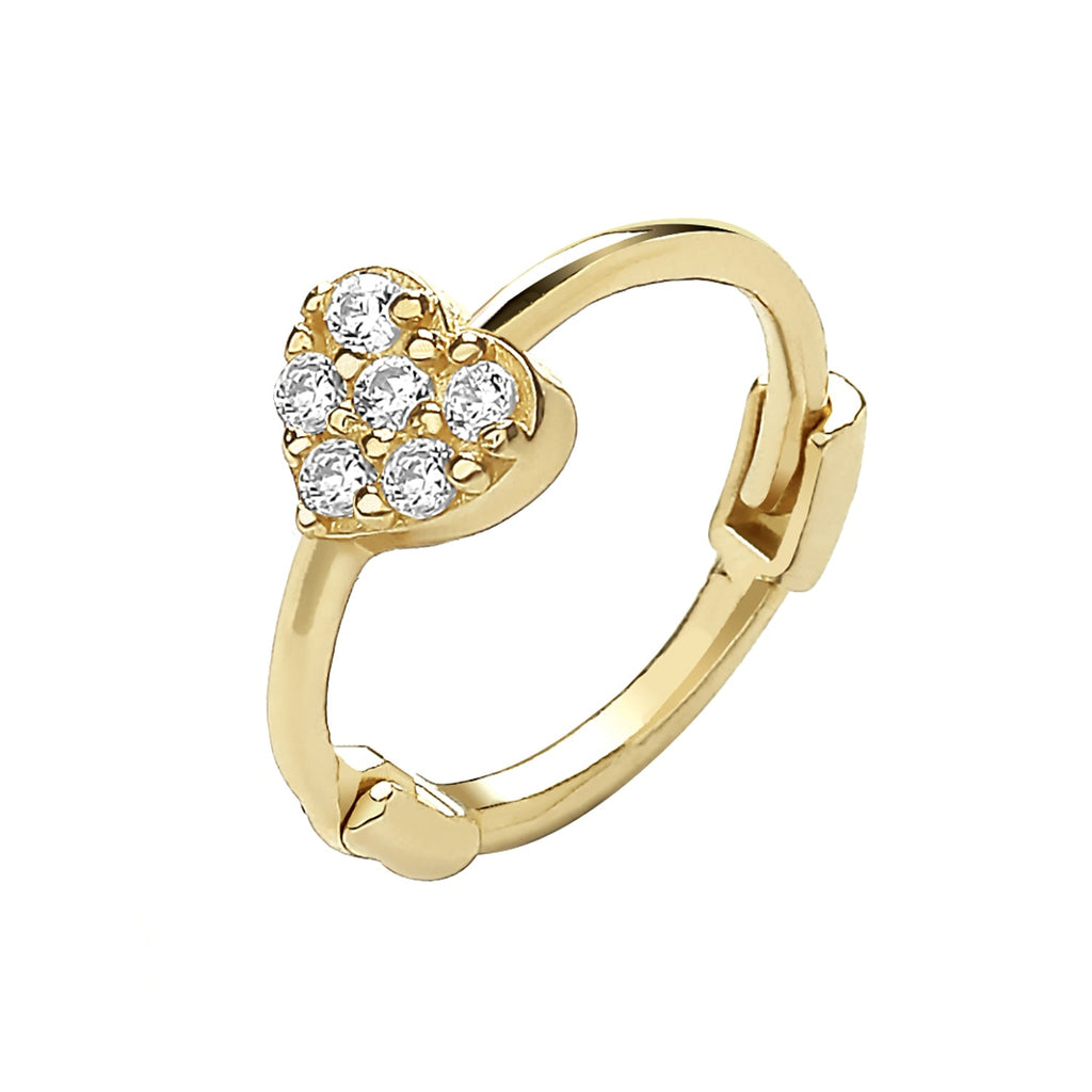 9ct Yellow Gold Heart Cubic Zirconia Cartilage Hoop Earring - NiaYou Jewellery