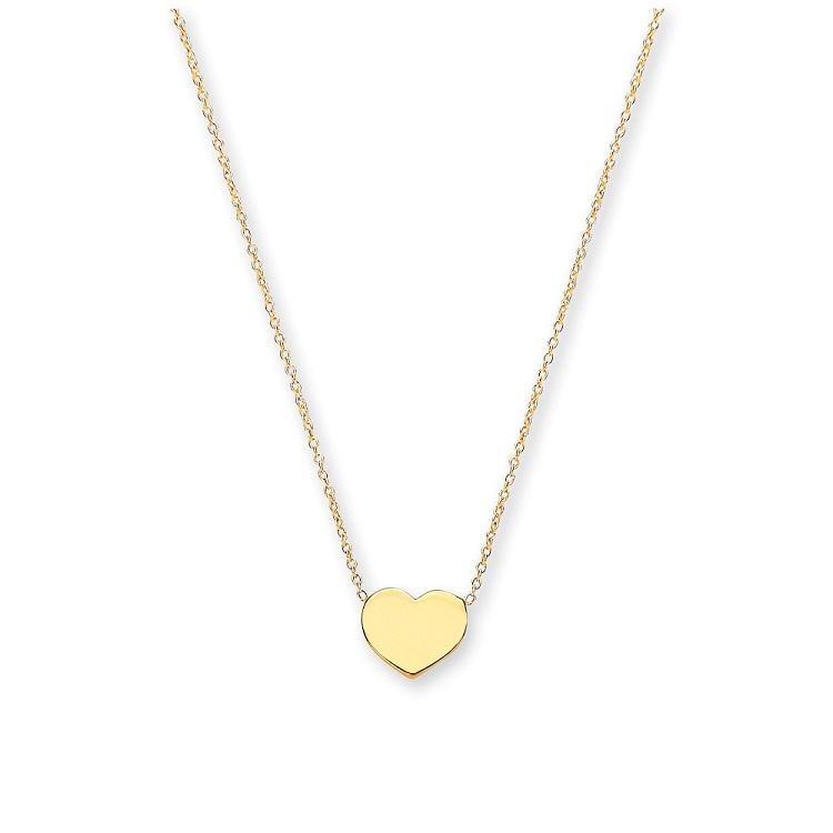 9ct Yellow Gold Heart Necklace Adjustable 16" to 18" - NiaYou Jewellery