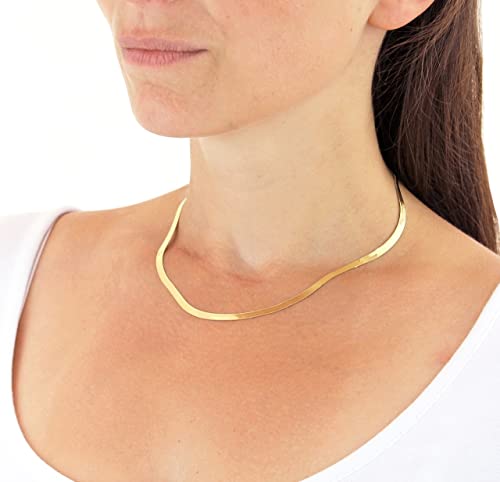 9ct Yellow Gold Herringbone Chain Necklace 41cm - 46cm - NiaYou Jewellery