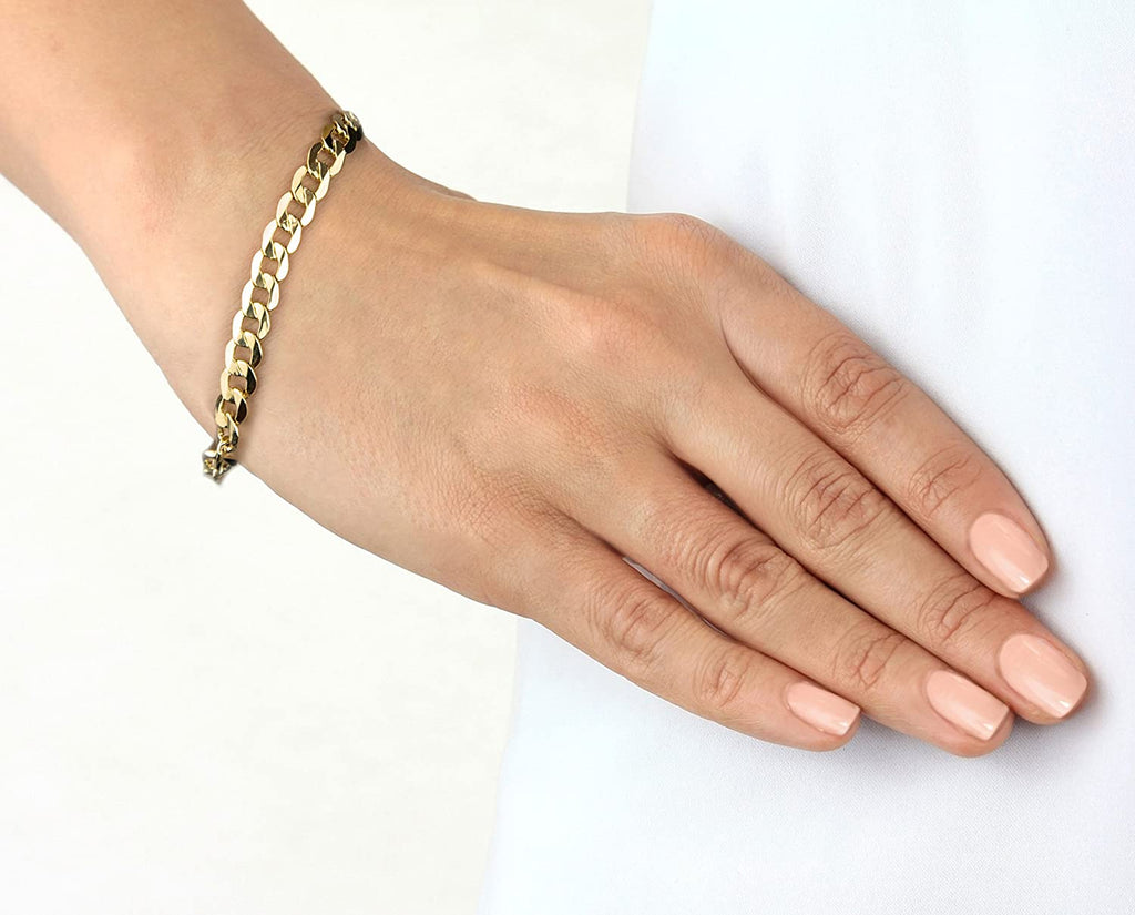 9ct Yellow Gold Hollow Curb Chain Unisex Bracelet - NiaYou Jewellery