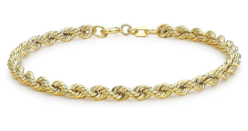 9ct Yellow Gold Hollow Rope Chain Bracelet 19 cm - NiaYou Jewellery