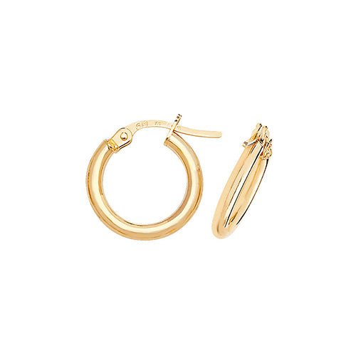 9ct Yellow Gold Hoop Earrings 10 MM - NiaYou Jewellery