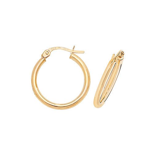 9ct Yellow Gold Hoop Earrings 15 MM - NiaYou Jewellery