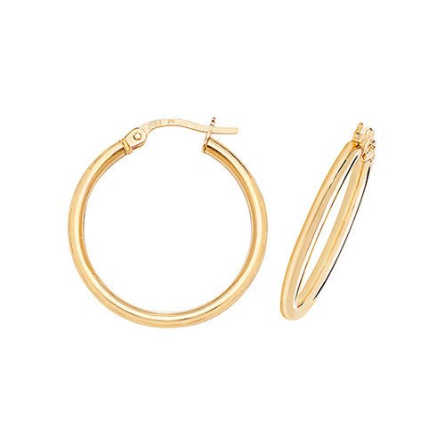 9ct Yellow Gold Hoop Earrings 20 MM - NiaYou Jewellery