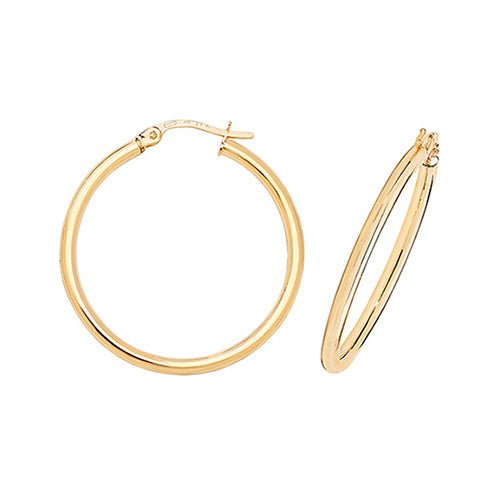 9ct Yellow Gold Hoop Earrings 25 MM - NiaYou Jewellery