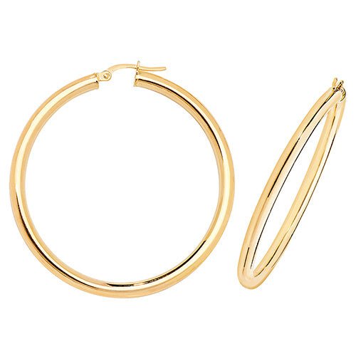 9ct Yellow Gold Hoop Earrings 35 MM - NiaYou Jewellery
