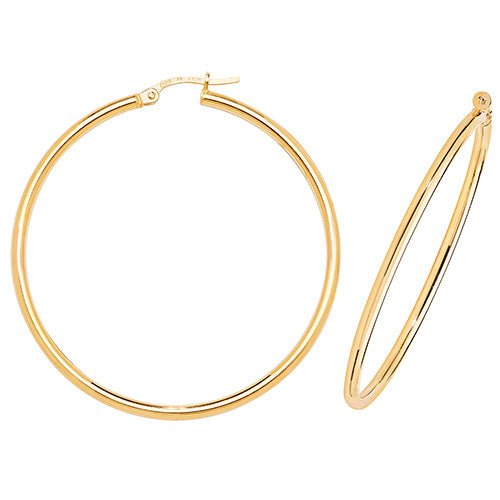 9ct Yellow Gold Hoop Earrings 40 MM - NiaYou Jewellery