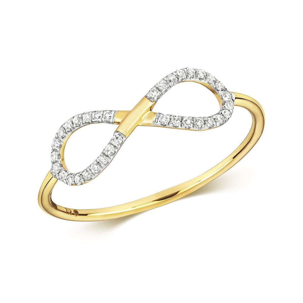 9ct Yellow Gold Infinity 0.10ct Diamond Ring - NiaYou Jewellery