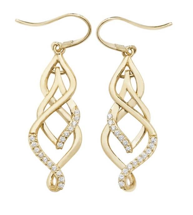 9ct Yellow Gold Infinity Twist Drop Earrings - NiaYou Jewellery
