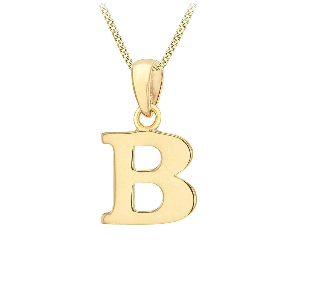 9ct Yellow Gold Initial Plain Pendant 'B - NiaYou Jewellery