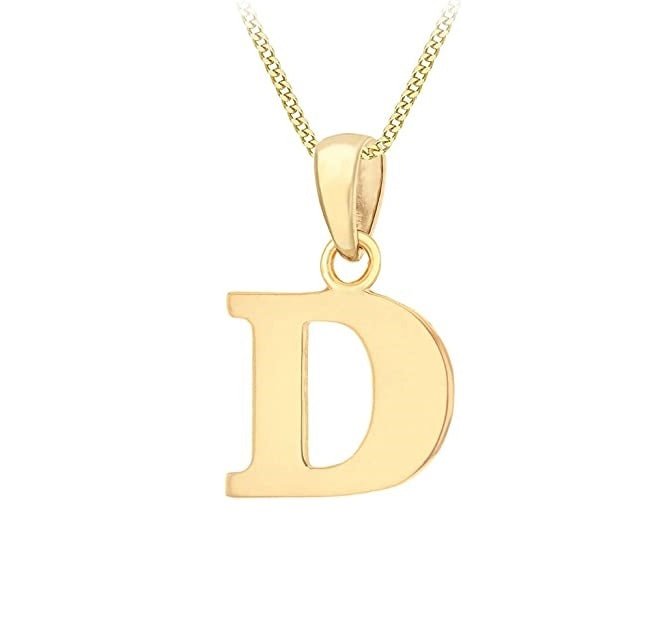 9ct Yellow Gold Initial Plain Pendant 'D - NiaYou Jewellery