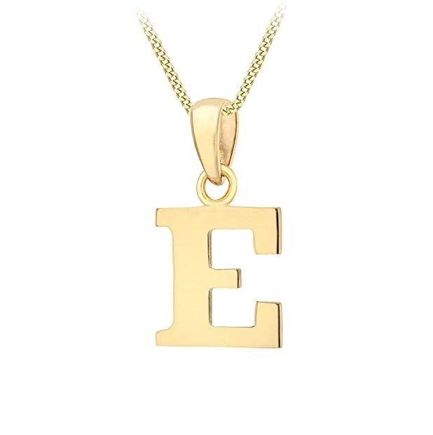 9ct Yellow Gold Initial Plain Pendant 'E - NiaYou Jewellery
