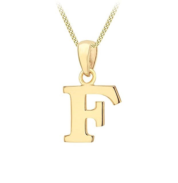 9ct Yellow Gold Initial Plain Pendant 'F - NiaYou Jewellery